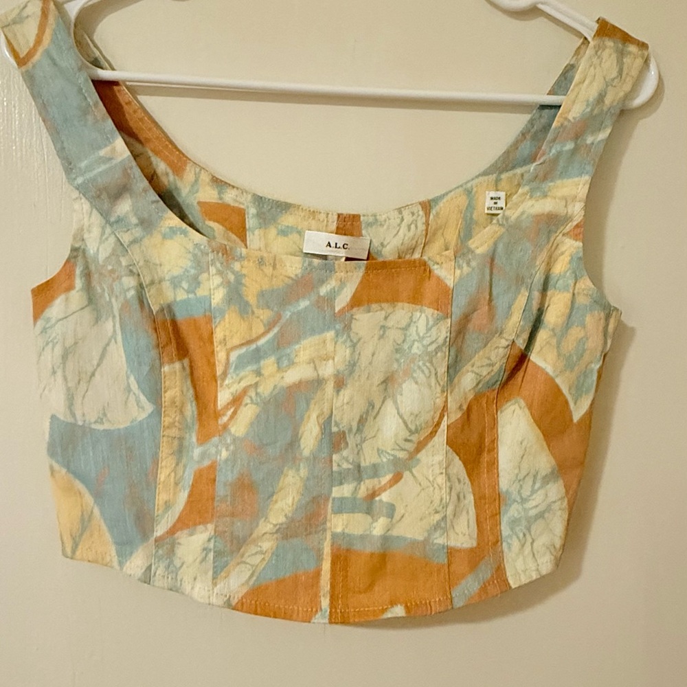 A.L.C. Women's Abstract Blue and Orange Tank Top